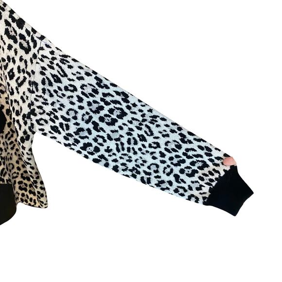Alice + Olivia Oscar Leopard Print Hoodie Face Graphic Sweater Wool Blend Large - Picture 9 of 9